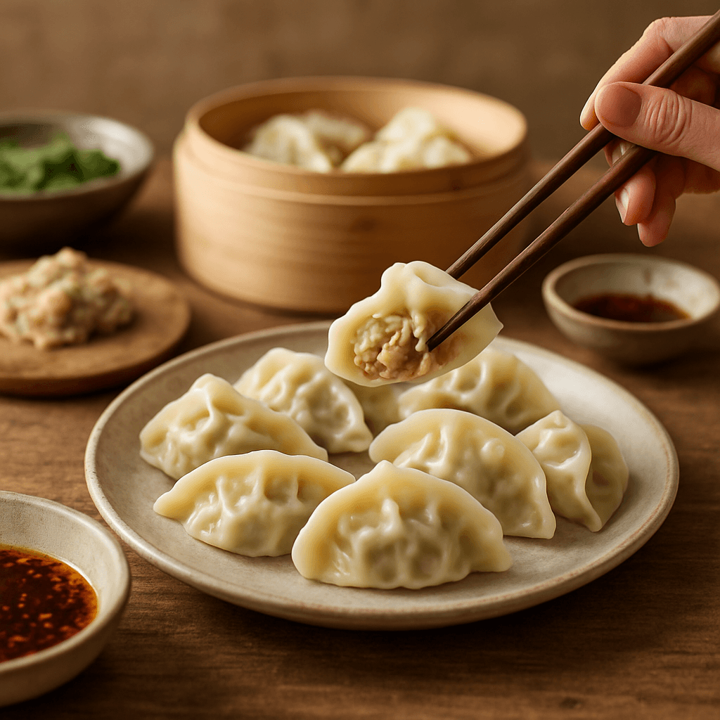 Jiaozi chinois maison : pâte fine et farce juteuse