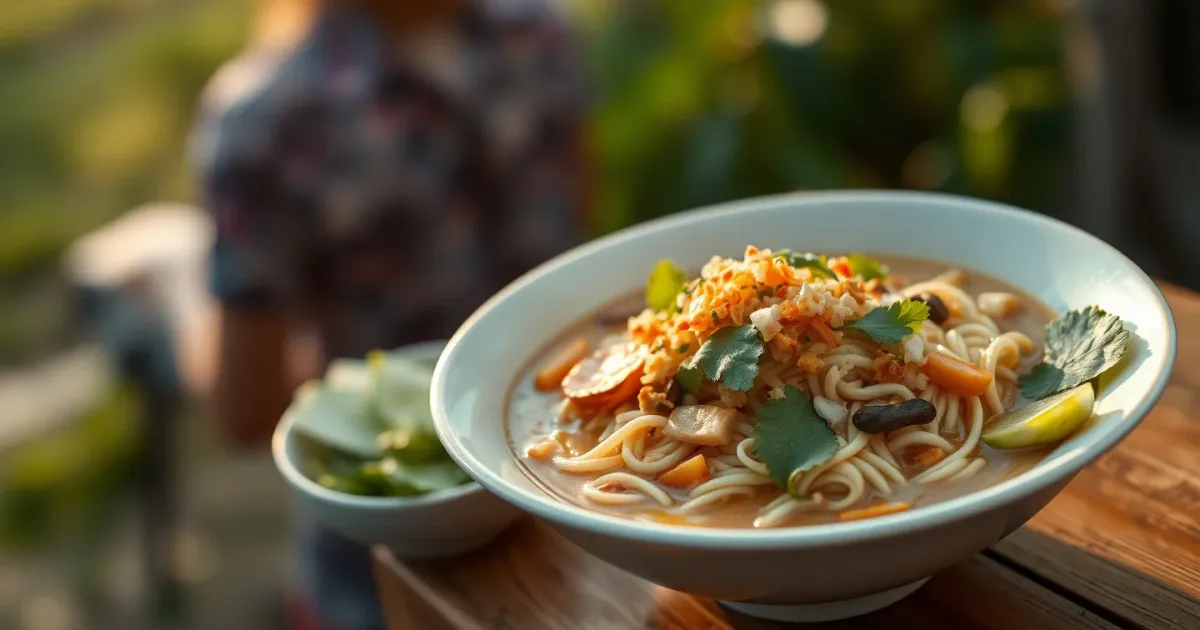 Khao soi thaï facile : coco, nouilles et toppings