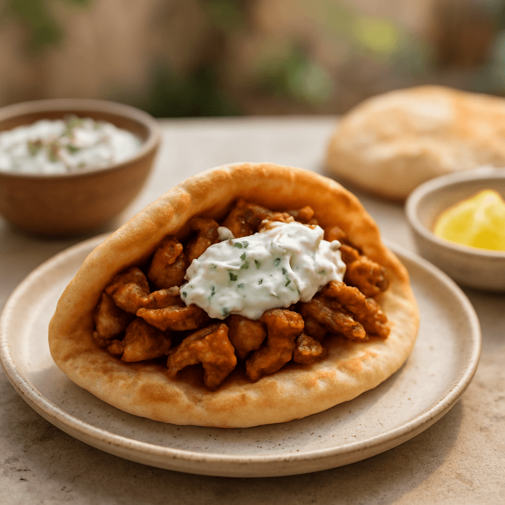 Pita grecque maison : gyros au four et tzatziki