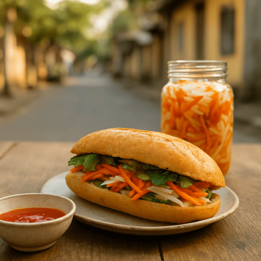 Bánh mì vietnamien maison : pain, pickles et sauce